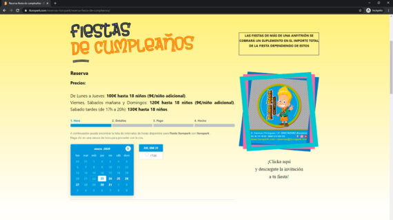 pagina web reservas iluropark - parque infantil