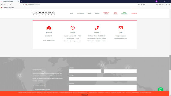 creacion web - pagina contacto bufete de abogados