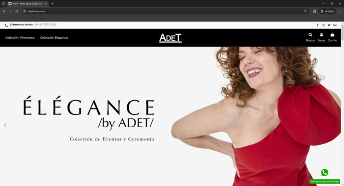 home web adetmoda.com - creacion web tienda online de ropa al por mayor