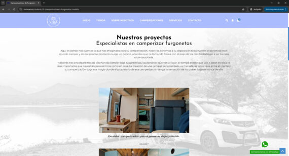 pagina portfolio web vidavan.es - Camperización de furgonetas