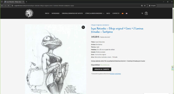 web ficha producto originofcomics.com - Venta de Dibujos Originales y Cómics