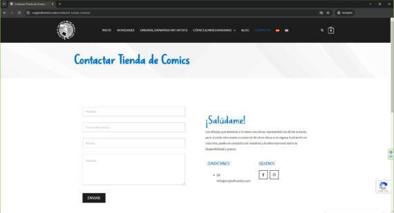 web contacto originofcomics.com - Venta de Dibujos Originales y Cómics