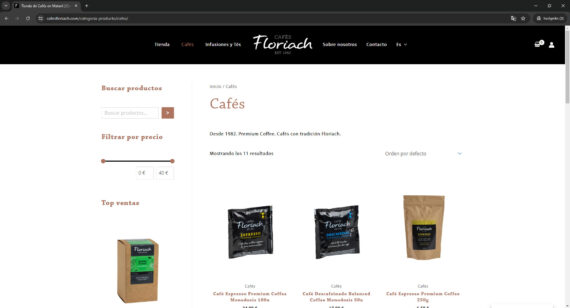 pagina tienda cafesfloriach.com - tienda online de venta de cafe