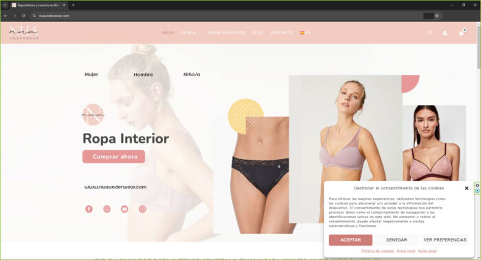 home web nuaunderwear.com - tienda online de ropa interior y lencería