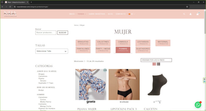 pagina categoria nuaunderwear.com - tienda online de ropa interior y lencería