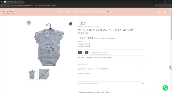 ficha producto nuaunderwear.com - tienda online de ropa interior y lencería