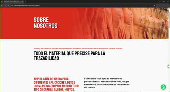 pagina sobre nosotros solucionesparamataderos.com - productos para etiquetaje y trazabilidad