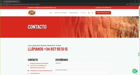 pagina contacto solucionesparamataderos.com - productos para etiquetaje y trazabilidad