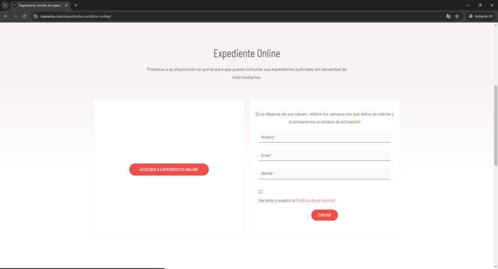 pagina acceso privado - balearlex.com - Despacho de abogados en Las Islas Baleares